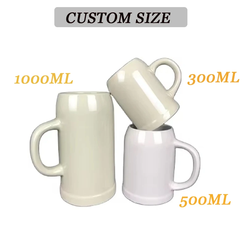 1 liter ceramic mug  gift custom 20 oz ceramic mugs with handle  Large capacity German black white  eramic coffee beer mugs cups