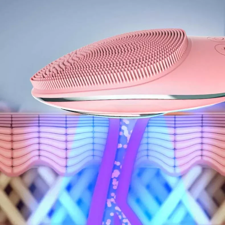 Multifunctional Facial Cleansing Brush Silicone Face Cleaning Brush with EMS current For Skin Tightening