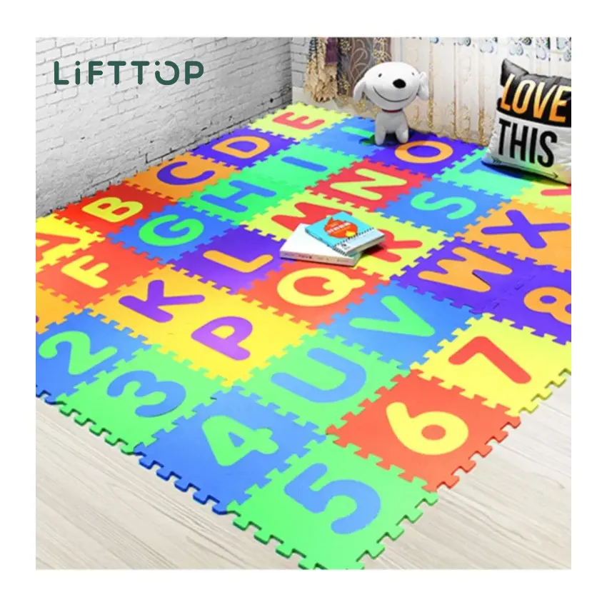 Lifttop Wholesale EVA Foam 26 Alphabet 10 Number Puzzle Baby 36 Pcs Set Playing Floor Mats