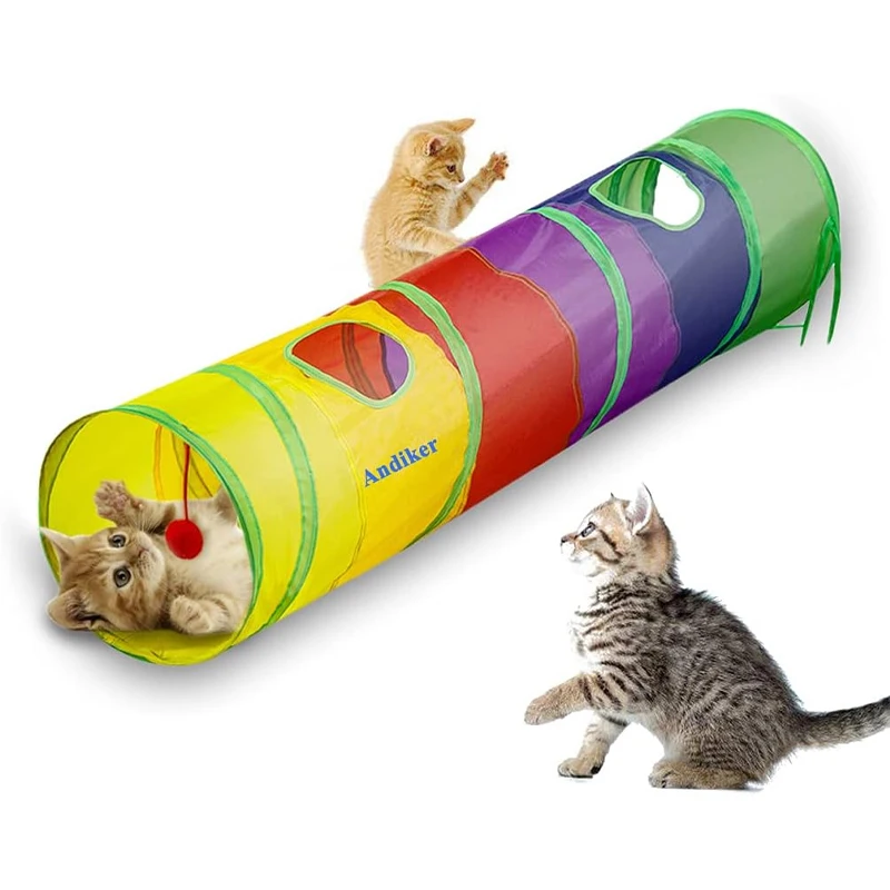 Wholesale Rainbow Tunnel Kitten Tunnel Tube scratch resistant collapsible cat tunnel for indoor