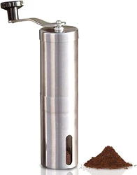 Stainless Steel Personal Bean Crusher for Home Conical Burr Mill with Adjustable Coarseness Screw