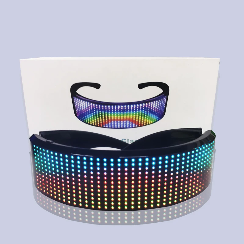 Настраиваемые программируемые приложения RGB световые СВЕТОДИОДНЫЕ полноцветные очки футуристический щит светодиодный козырек поддержка текста анимации изображения