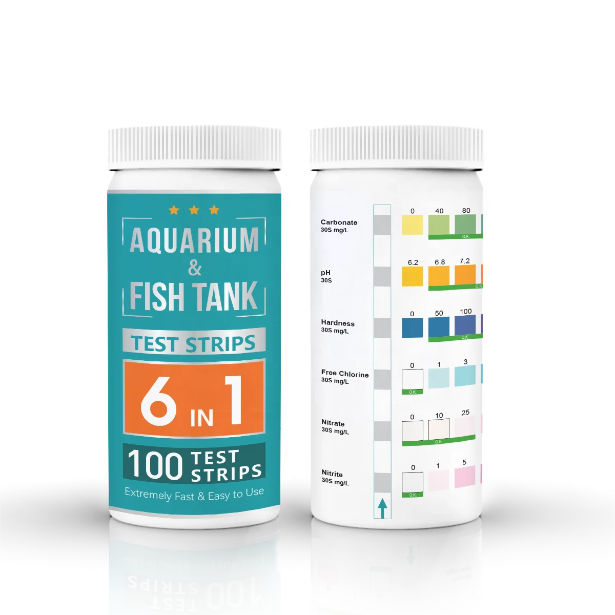 6 in 1 Aquarium Test Kit for Freshwater and Saltwater - 125 Aquarium Test Strips with Test Tube & Thermometer - Fast & Accurate