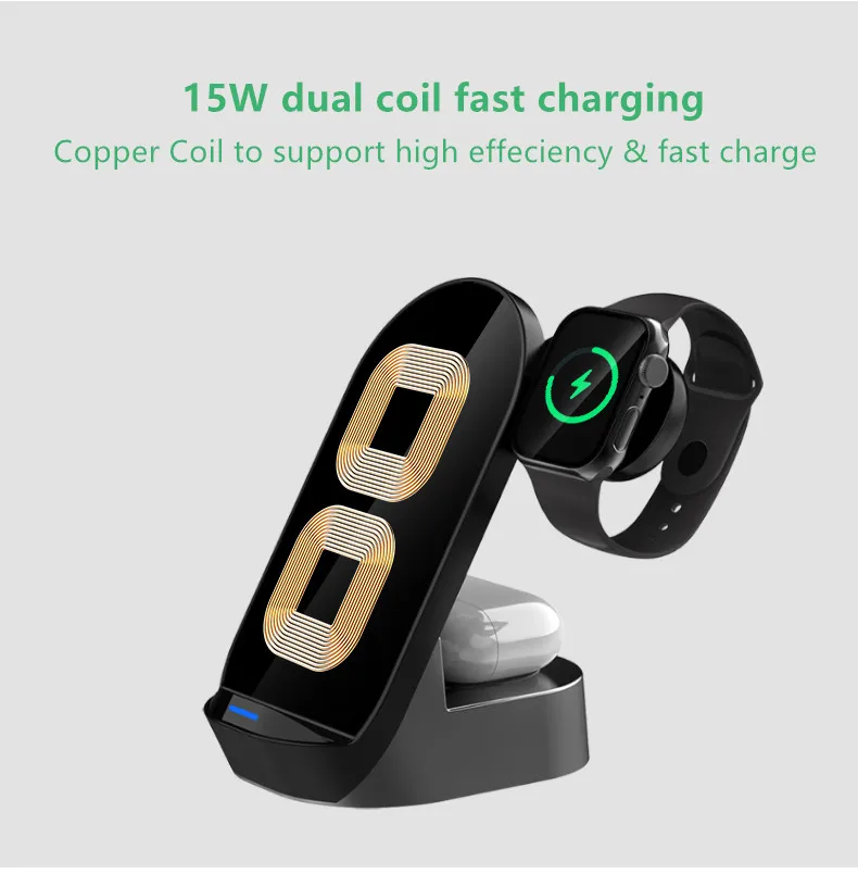 
Qi Wireless Charger Stand For iPhone 12 Mini 11 Pro XS MAX XR X 8 Samsung S20 S10 Fast Charging Dock Station 