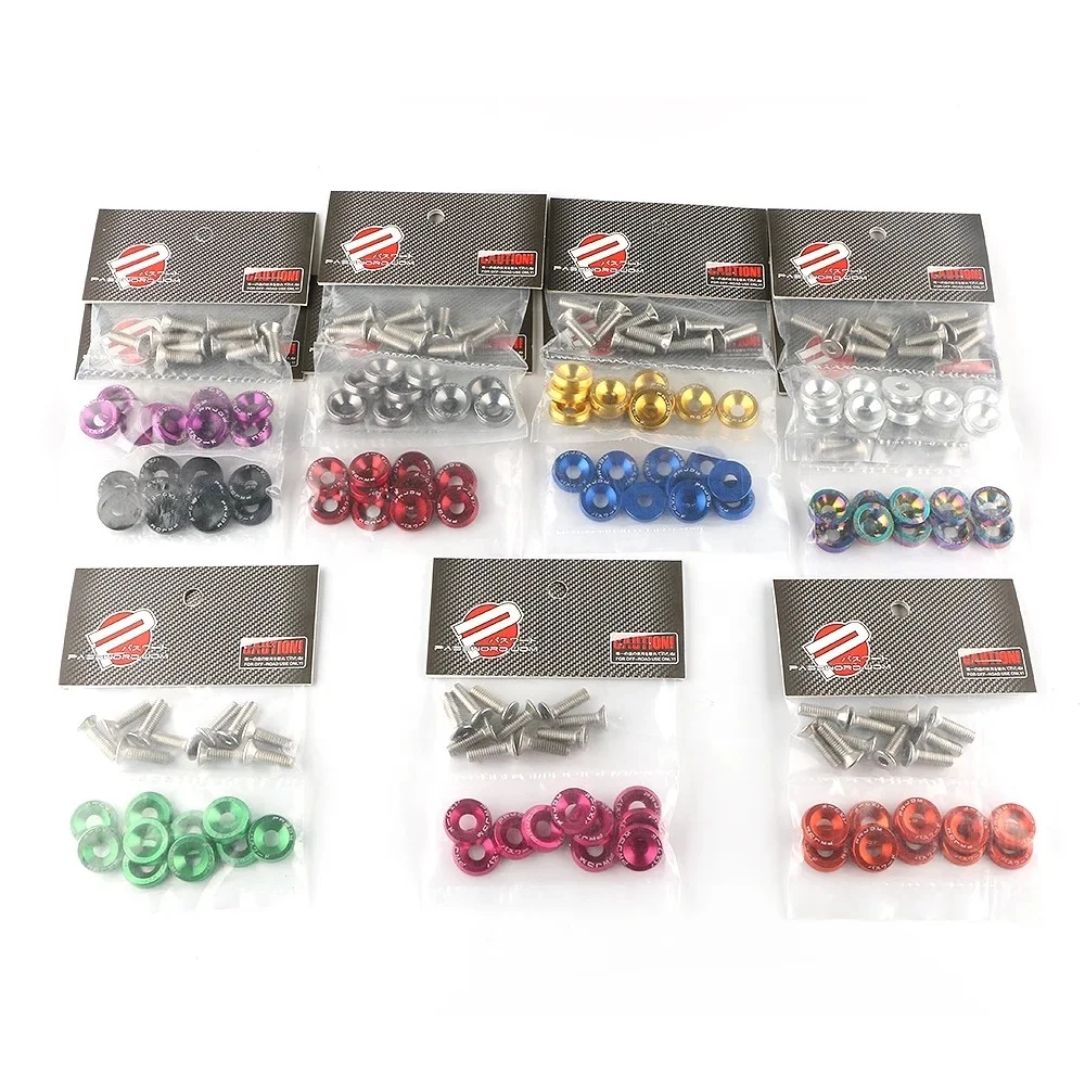 Anodized Color Countersunk Fasteners Set Car Modification Password JDM Aluminum M6 M8 Fender Washers With Bolts