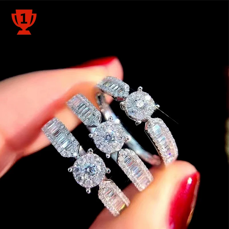 2021 new Style 18K gold Engagement ring diamond band real diamond wedding ring