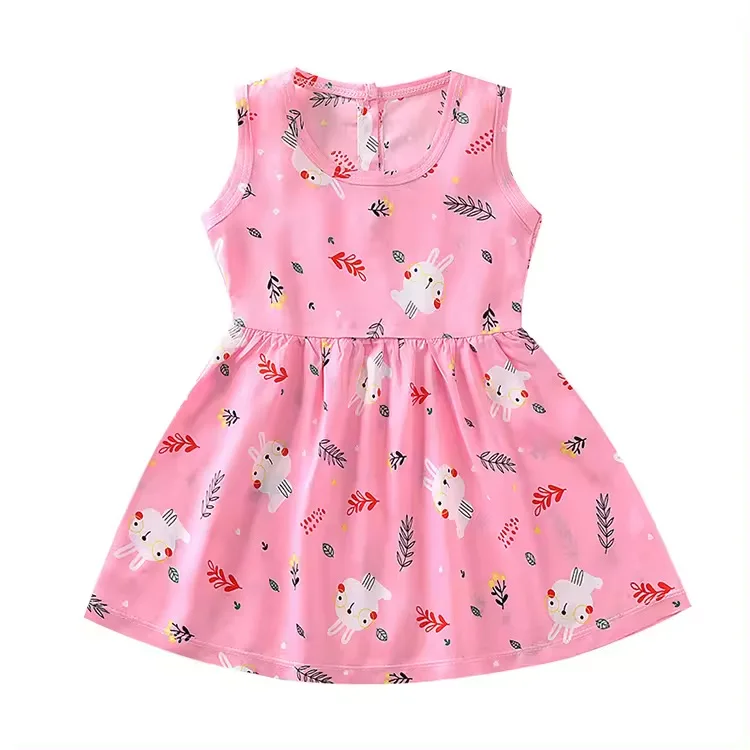 Beautiful Summer Cute Kids Clothing Dress Casual Baby Girls Print  Dress for sale