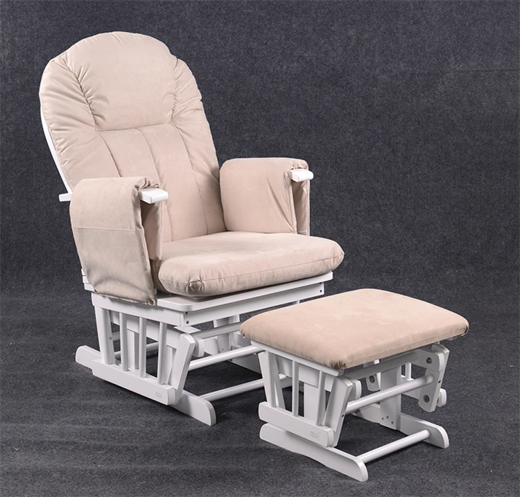 Lovely Popular OEM  Breastfeeding Nursing Rocking Glider Chair with Grey Cushions