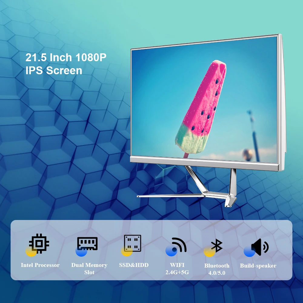 Desktop I3 I5 I7 Aio Computer 4gb Wifi 21.5 Inch All In One Monoblock Pc With Keyboard Mouse