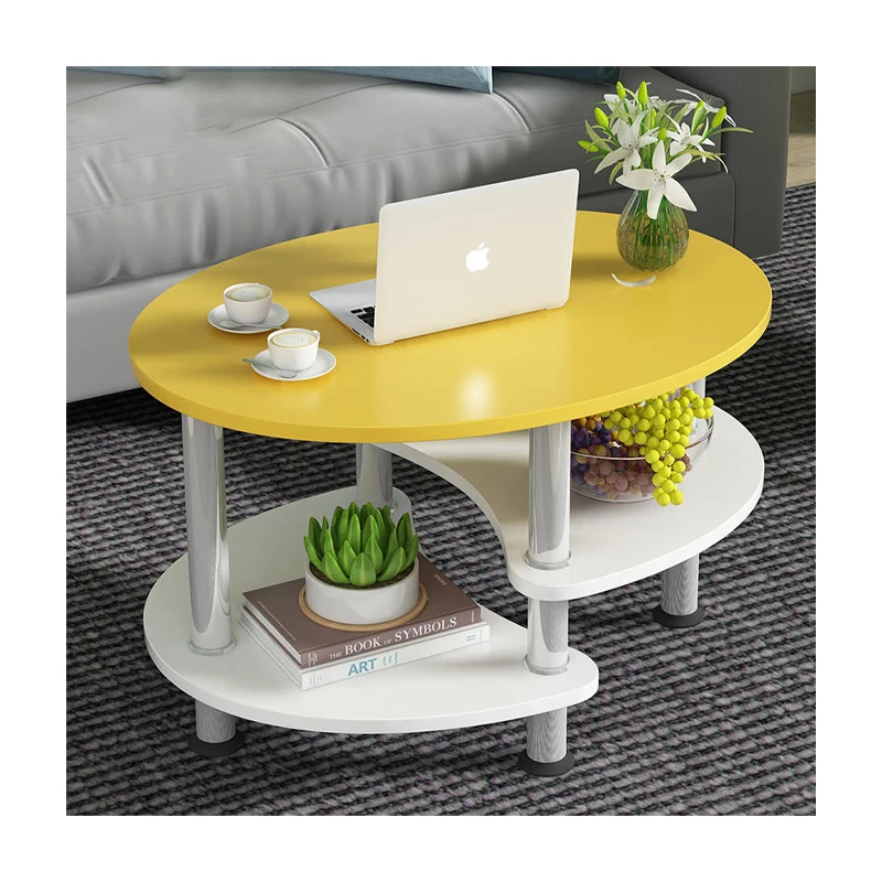 Reasonable Price Contemporary Sofa Side Yellow Elliptical Solid Wood Coffee Corner Table