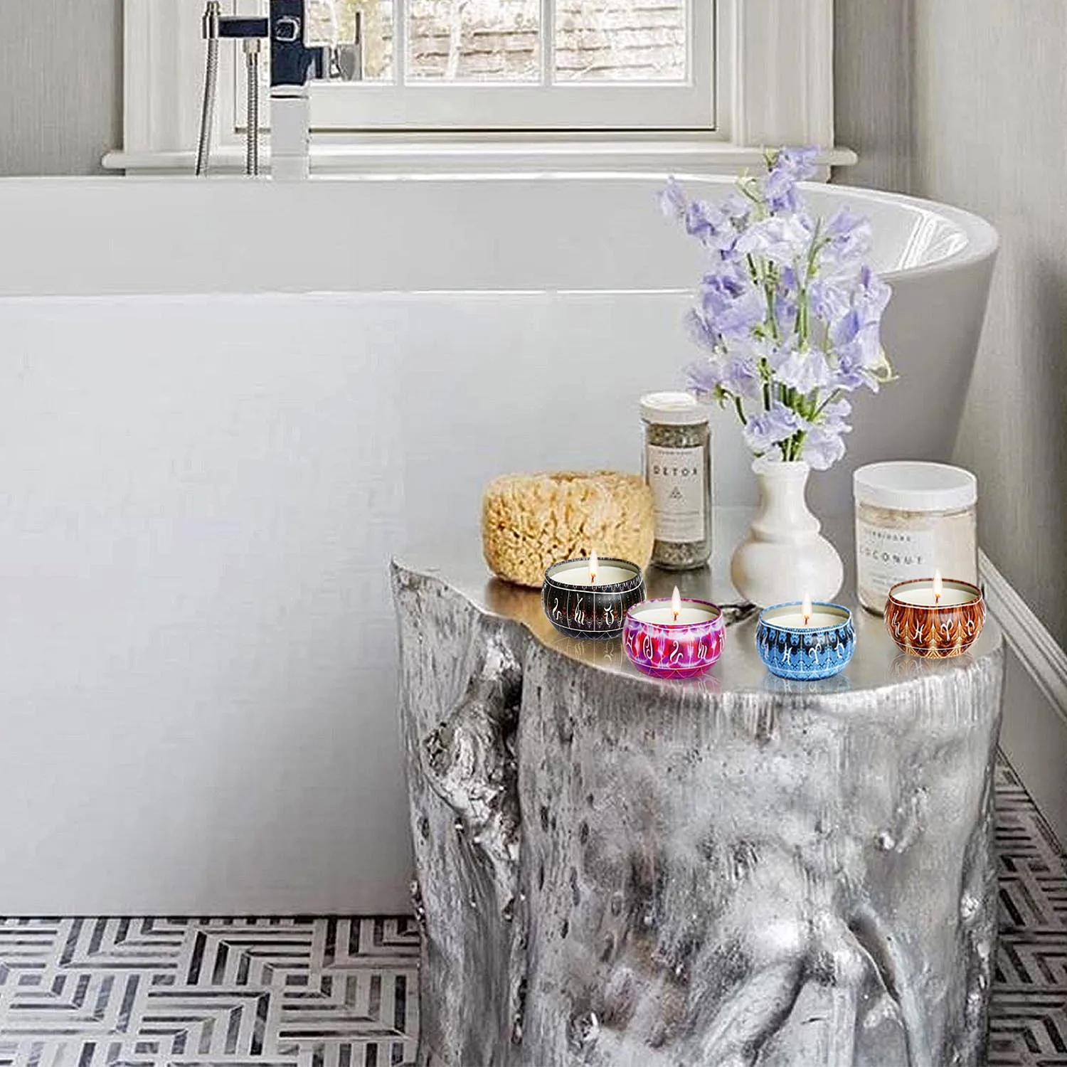 Amazon Hot sale soy wax scented candle  luxury customization aromatherapy candles In Tin Box Gift Set Of 12