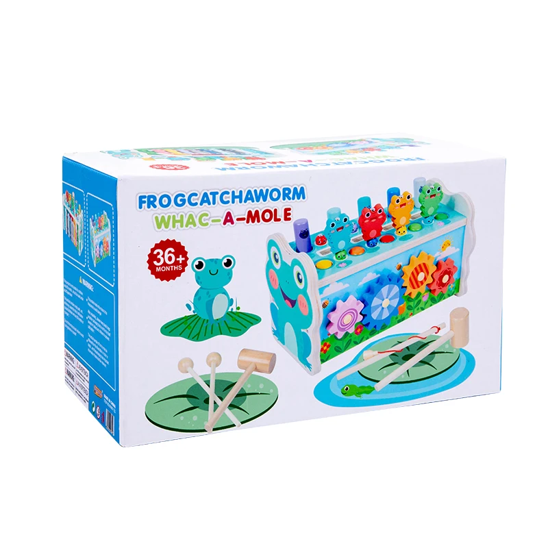 Popular Baby Wooden Groundhog Hammer Xylophone Magnetic Finishing Gear Game Educational Playing Gift Toys