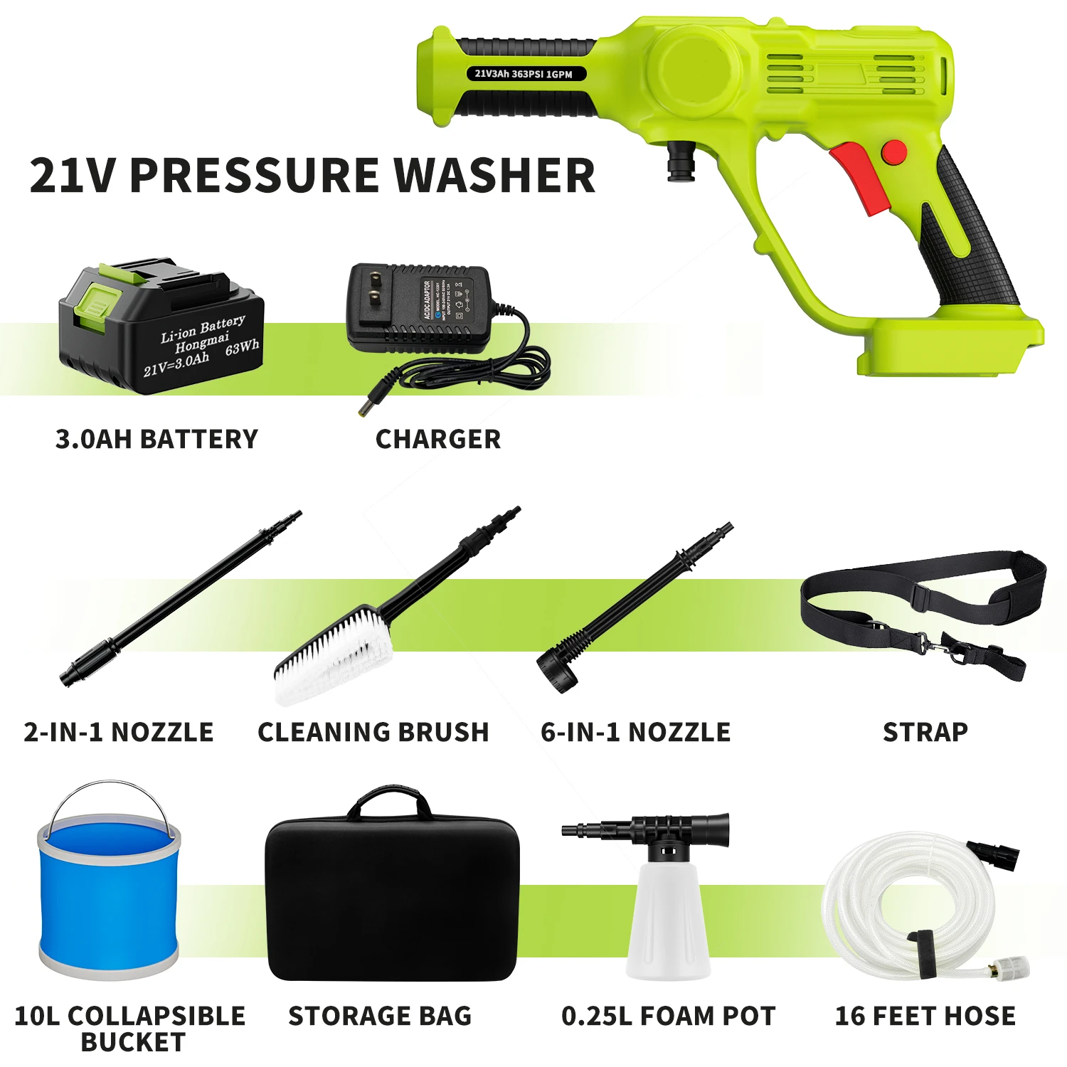 Car Washing Foam Gun Car Cleaning Suds Maker with Microfiber Wash Mit Adjustable Water Pressure