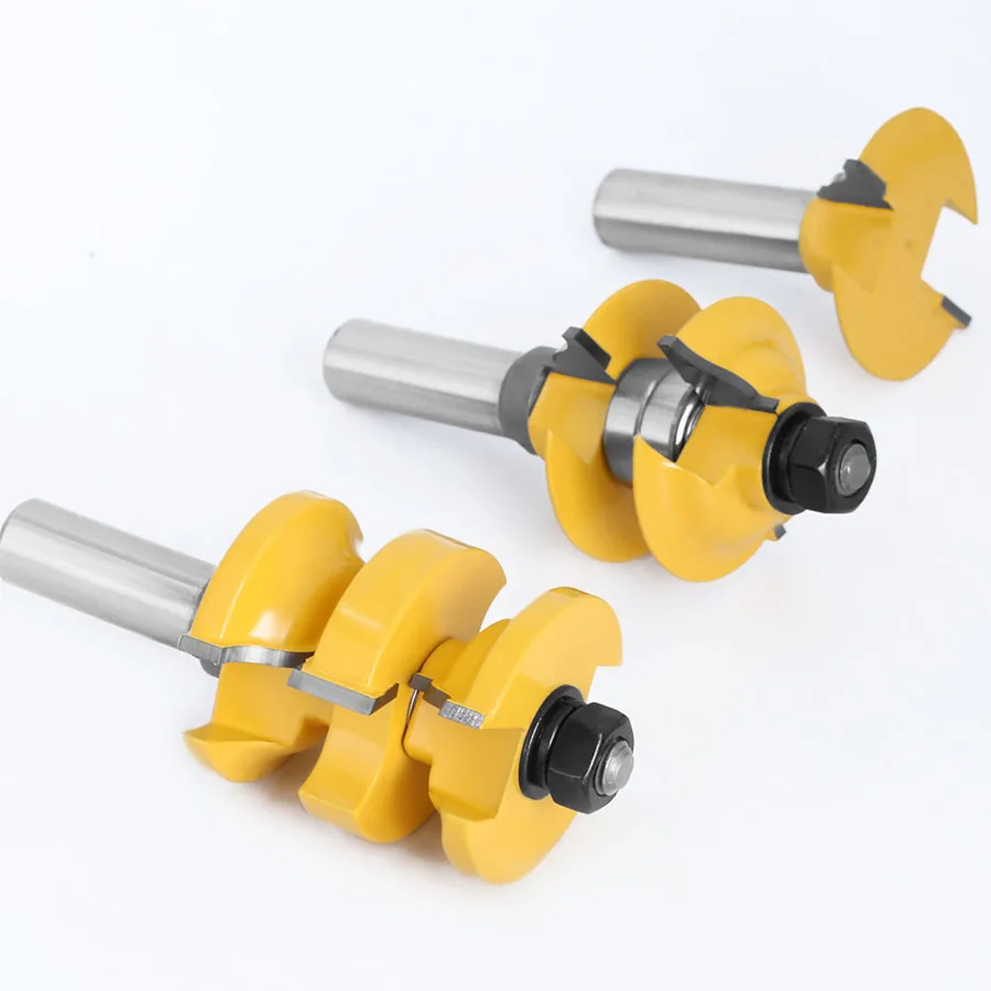 Carving machine use woodworking skeleton cutter carving 1/2 inch shank 3-piece mortise and tenon woodworking cutter set