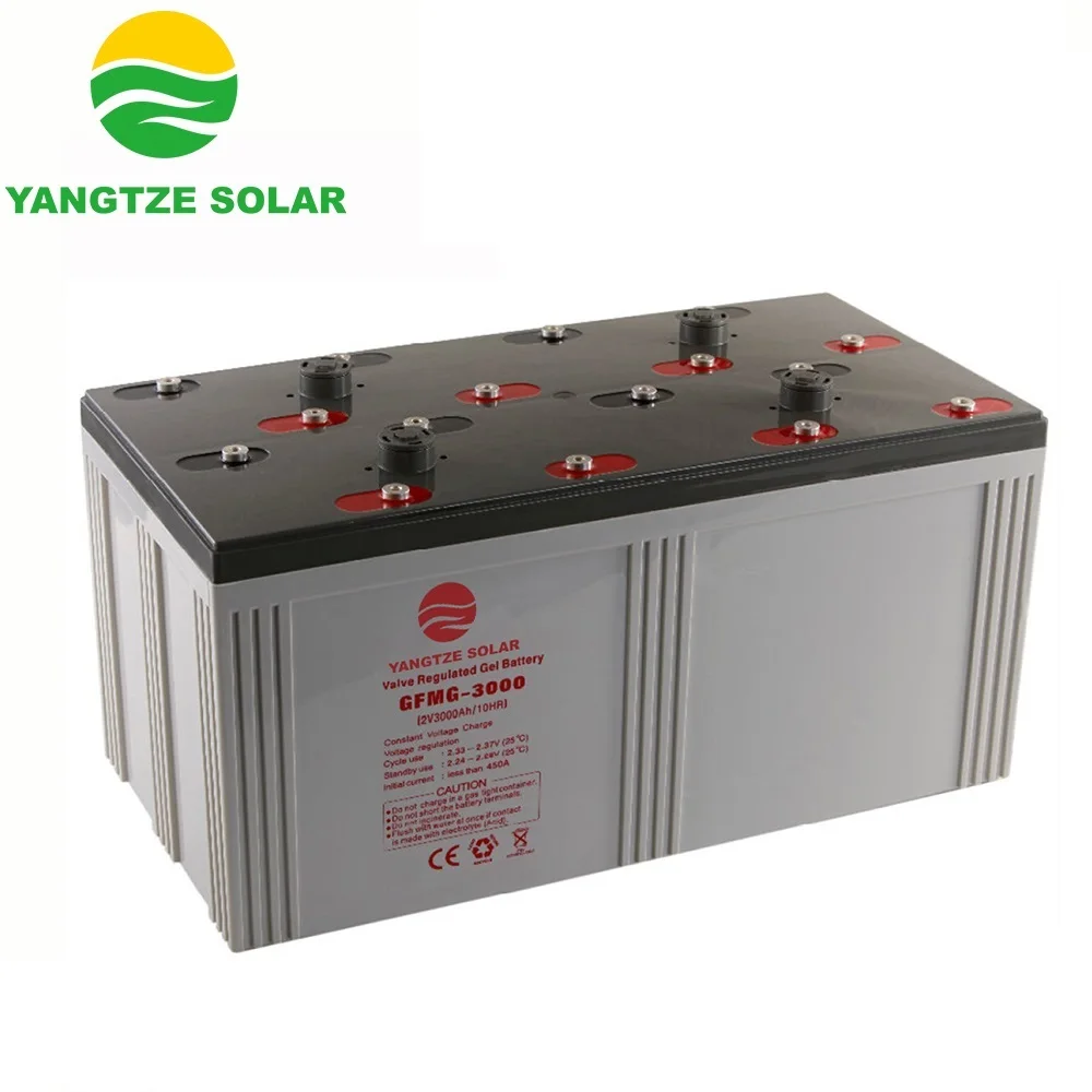 Yangtze  valve regulated free maintenance 2v 3000ah gel battery hot sale