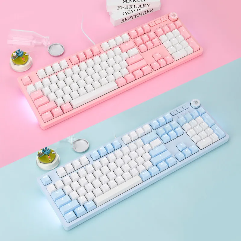 AJAZZ AK515 104 Keys Wired Mechanical Gaming Keyboard  PBT Backlight Keycap Brown Switch Multimedia keyboard