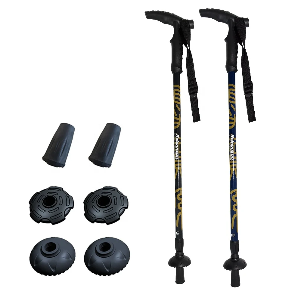 New design 2-section cork handle carbon outdoor telescopic elderly hiking poles trekking sticks