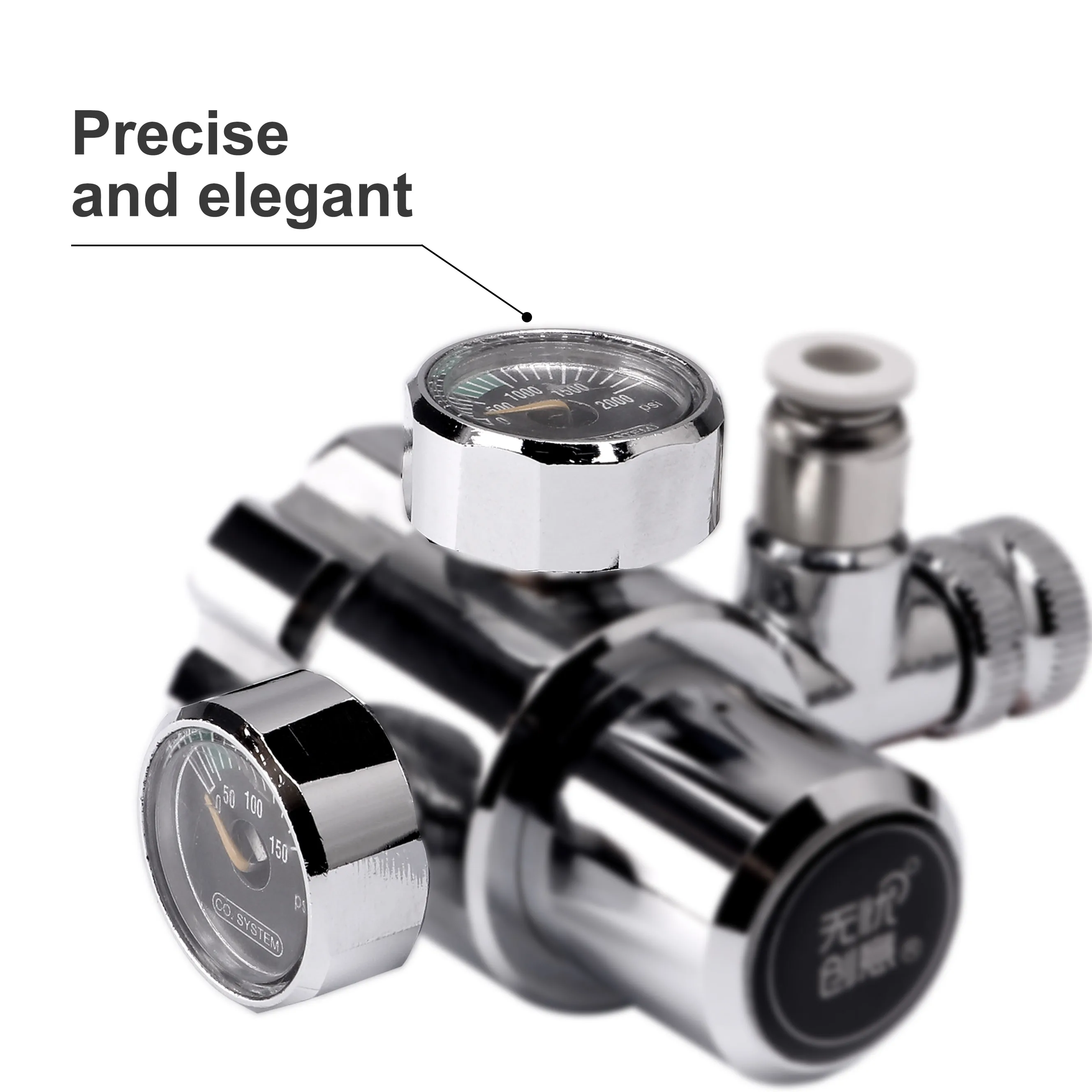 Dual pressure gauge bubble counter and solenoid valve aquarium co2 regulator for aquarium co2 system