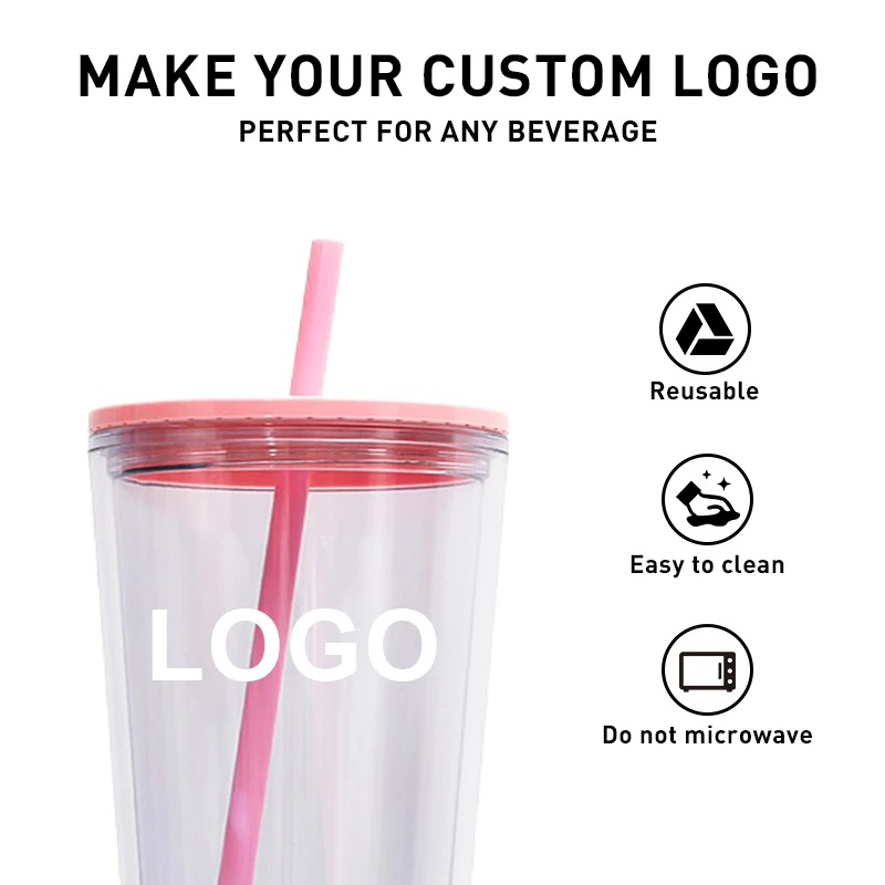 Custom Logo DIY Snow Globe Tumbler 16oz 24oz Clear Acrylic BPA FREE Glitter Double Wall Tumbler With Straw And Lid