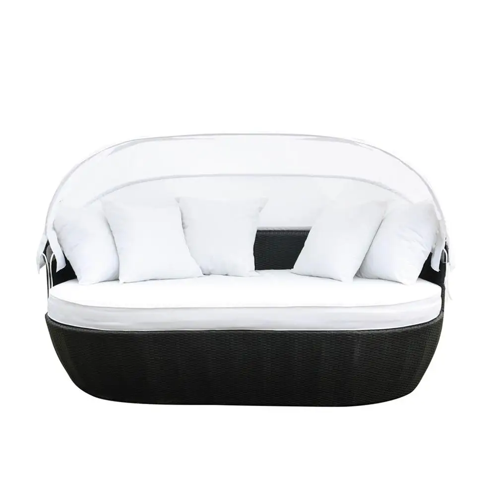 
Outdoor yard hot sale Waterproof Canopy rattan beach chair patio wicker sunbed garden daybed 