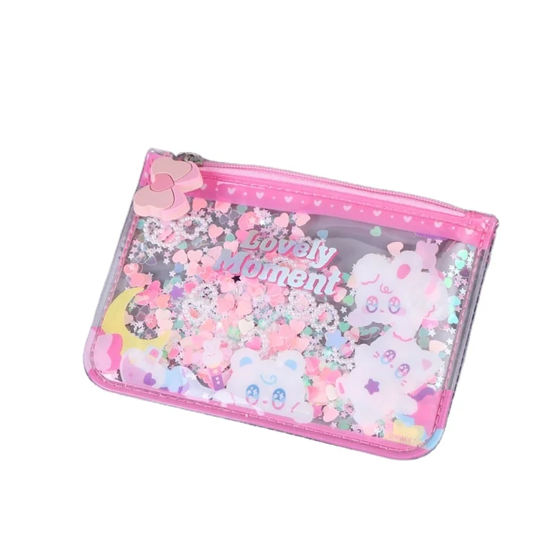 Cute Logo Custom Printed School transparent Clear zipper Pencil Case