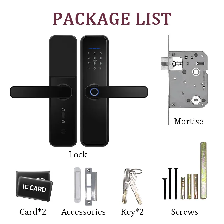 High Security Anti Theft Tuya WiFi App Smart Door Lock Biometric Fingerprint Door Handle Digital Keyless Lock