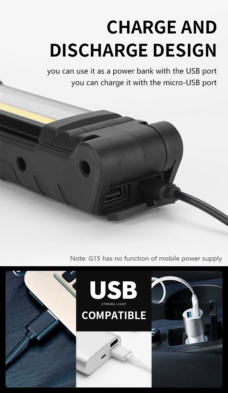 high quality tool light Magnetic Rotatable LED Light  And Hook Car Repair COB Work Light Lamp