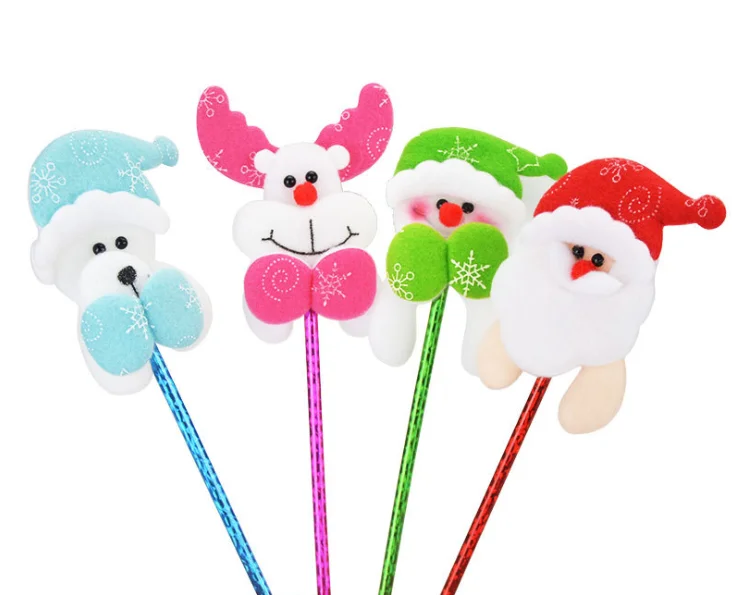 Creative DIY Cute Cartoon Christmas Designs Custom Logo 0.5mm Tip Size Colored Doll Toys Ball Pen Holiday Gift Pen