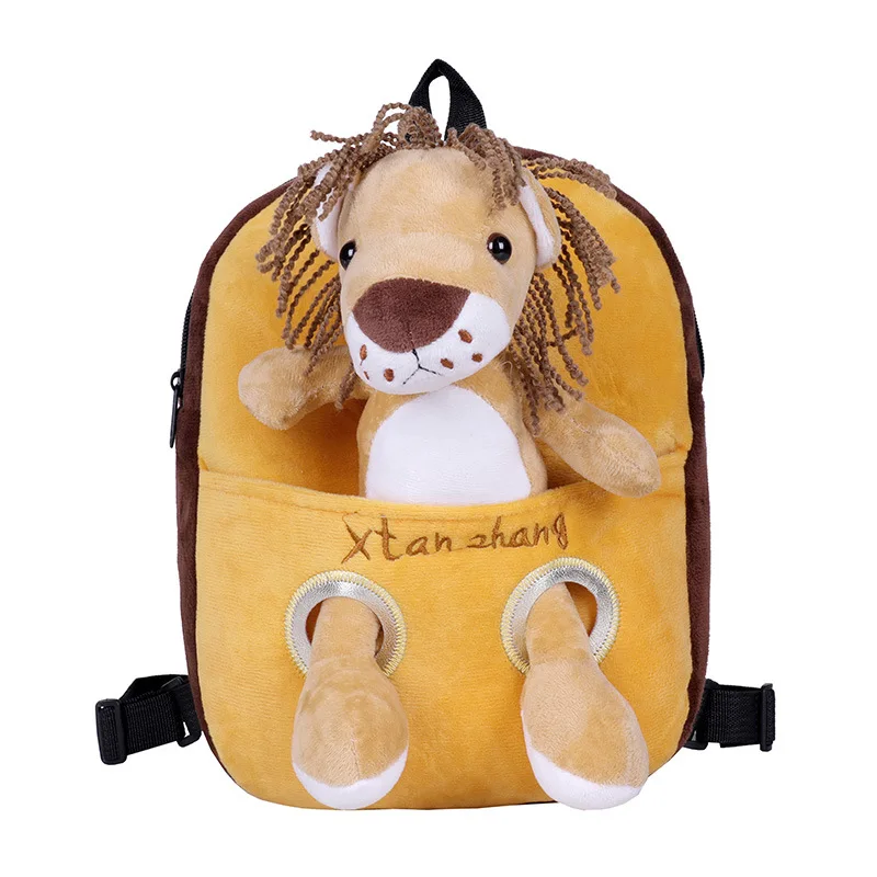 Wholesale Custom Cute Animal Soft Cotton Anime Bag Backpack Backpack School Bag with Traction Rope Polyester Fabric for Child