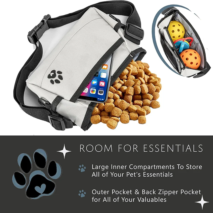 Custom Design high quality and weatherproof personalized luxury Fanny Pack Pet Training bag magnetic closing dog treat pouch