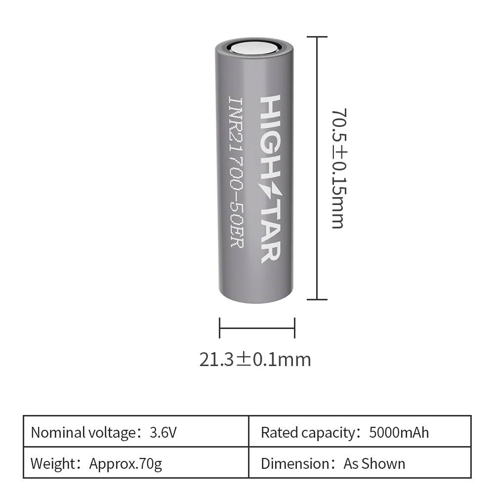 HIGHSTAR 21700 50E 3.6V 5000mAh Rechargeable Lithium Ion Battery 21700 Cell Consumer Electronics Home Appliances Solar Energy