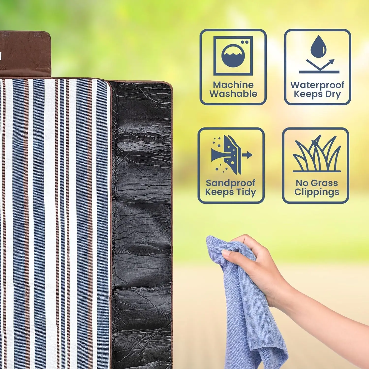 Dual Layers Camping Accessories Picnic Blanket Picnic Mat Canvas Picnic Mat Waterproof for Outdoor Camping Beach