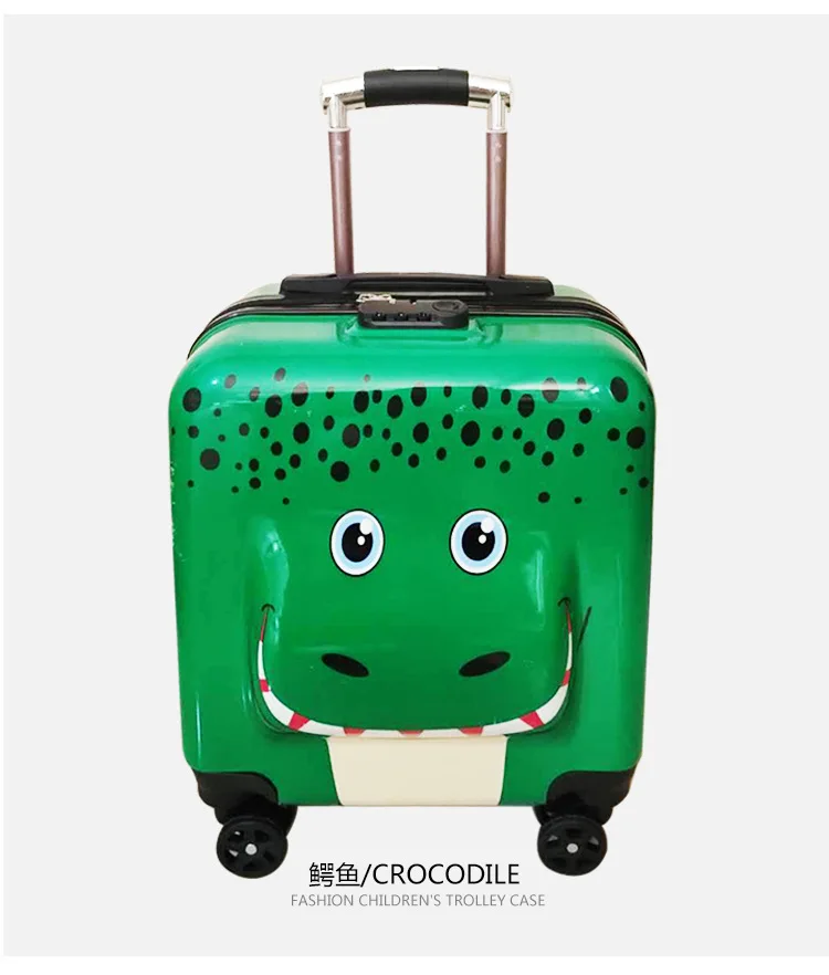 Wholesale Custom Logo Kids Travel Bags Cheap Cartoon Pattern Carry-on Trolley Suitcase with Spinner Caster ABS Material