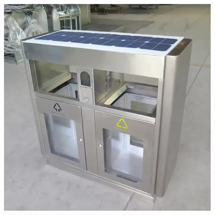 2024 NEW design  Outdoor Garbage Bins Solar Powered Intelligent Trash Smart Bin