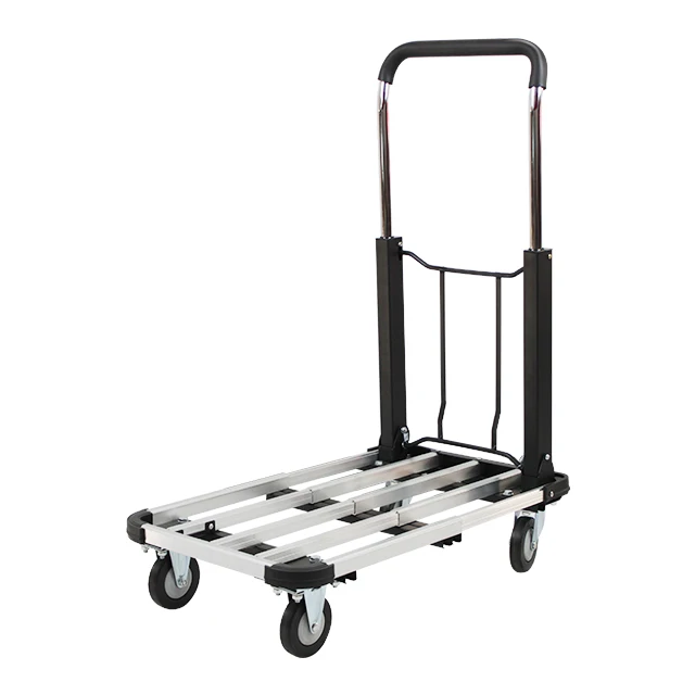 Factory Outlet Aluminum Alloy Trolley Warehouse Foldable Quiet Lightweight Platform Transporter