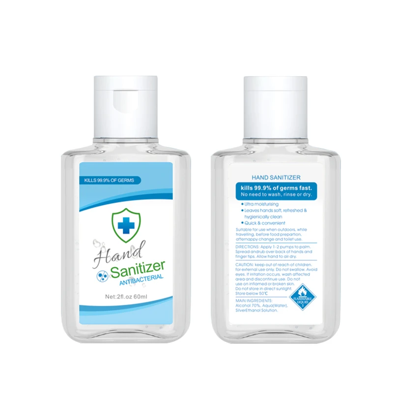
In Stock Waterless Bulk Hand Sanitizer Gel 60ml 70% 60ml sanitizer hand small size 