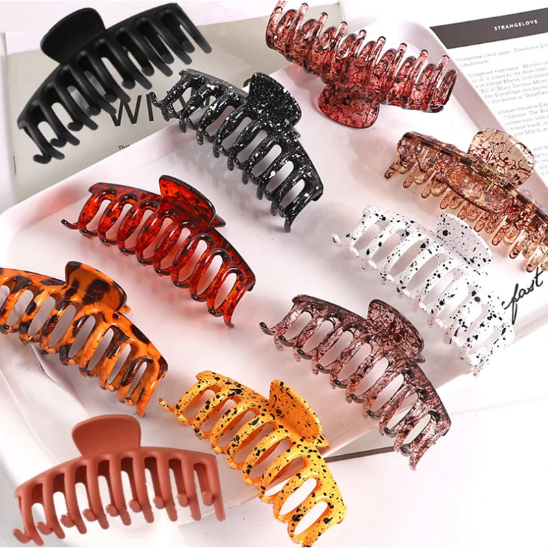 Cheap Claw Clips Wholesale Women Oversized Shark Plastic Hair Claw Clip Clear 11cm Large Hair Clip Claw For Thick Hair