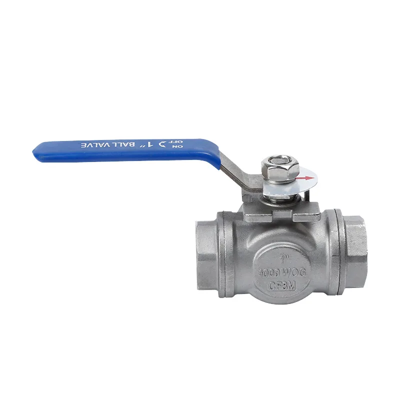 Three-Way Ball Valve With Switch Diverter Valve 304 316 Stainless Steel Female Threaded Ball Valve