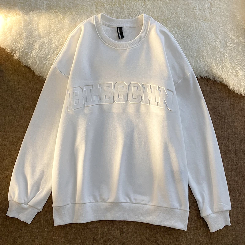 New Custom SweatShirt 3D Emboss Print Vintage Crew Neck Sweater Embossed Logo Sweatshirt