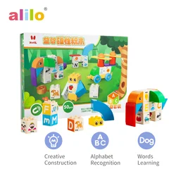 Alilo Custom Animal Shape ABS Plastic balancing Kids soft alphabet abc educational DIY Toys Magnetic Building Blocks Sets