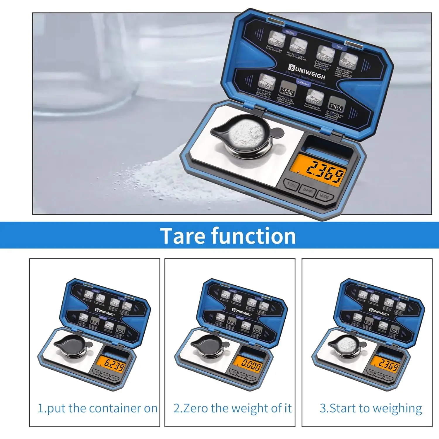 50g/0.001g High-Precision Digital Jewelry Scale Multi-functional Milligram Weighing Tool for Gold Power Medicine Coins Jewelry