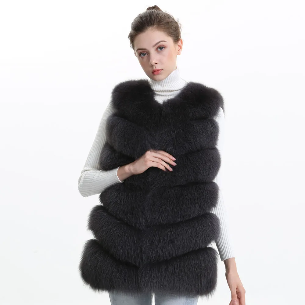Chinese Top Quality Fur Vest Supplier Russian Style Vest Winter Fox Long Fur Vest