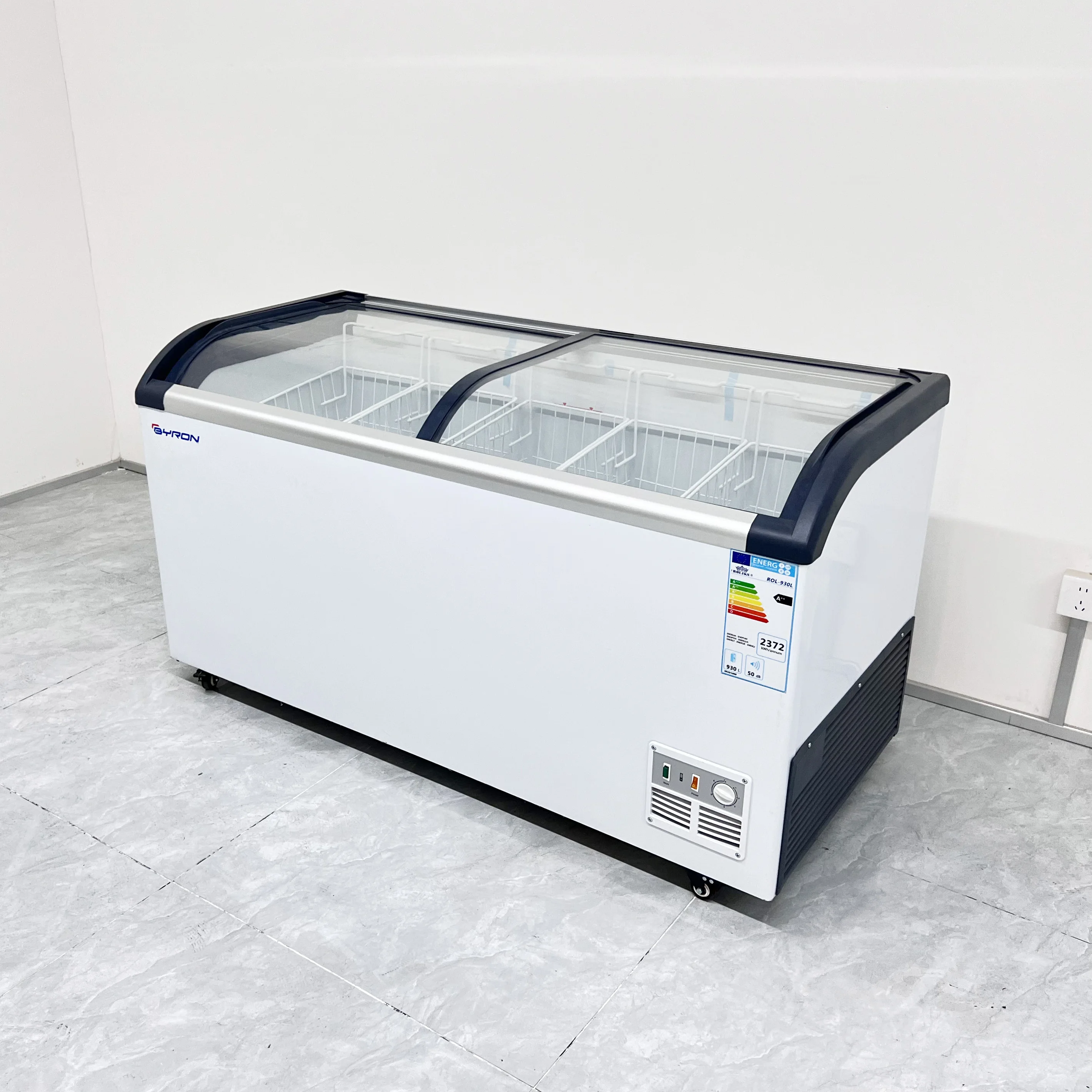 Meat horizontal glass top deep freezers with glass top display chest freezer