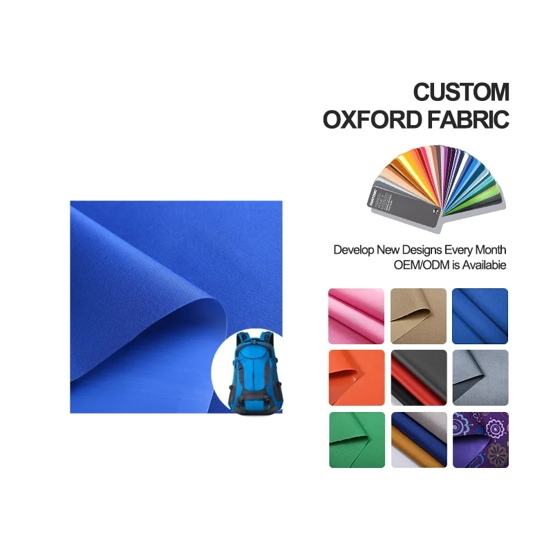 Free Sample polyester 600D plain pattern pvc coated oxford fabric for backpack