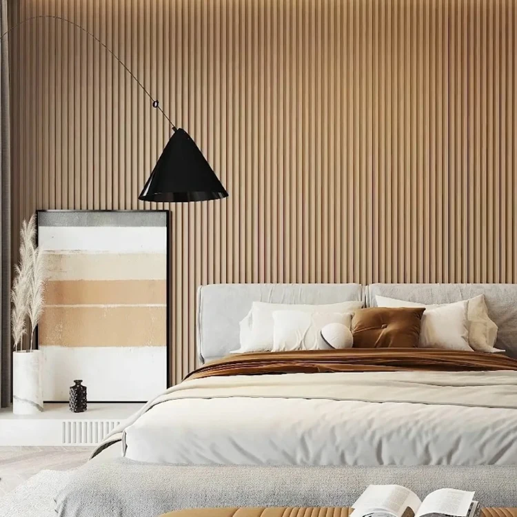 Easily Assembled Custom Modern Design Wall Cladding Indoor Decoration Fluted Wpc Grain Wood Fiber Bamboo Wall Panel