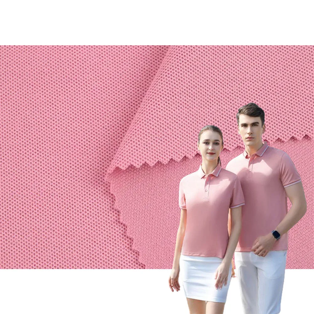 BC007 Factory Supply Pique Shirt Fabric Bio-Polishing Polo T-Shirt Fabric Uniform Polyester Knitted Fabric