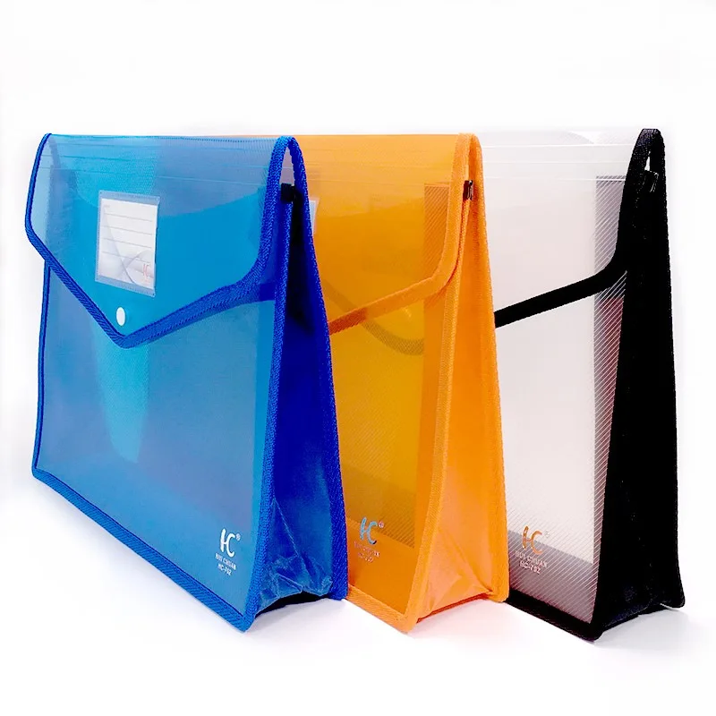 Wholesale Eco-Friendly Document Wallet Envelope Flap Plastic File Folder Bags Hanging Suspension Print Cover Multi Colors