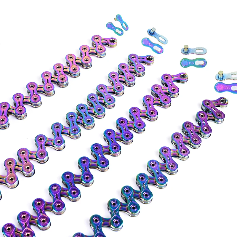 New Colorful Bicycle Chain Wholesale 9/10/11/12 Speed Hollow Design Mountain Road Bike Variable Speed Chain