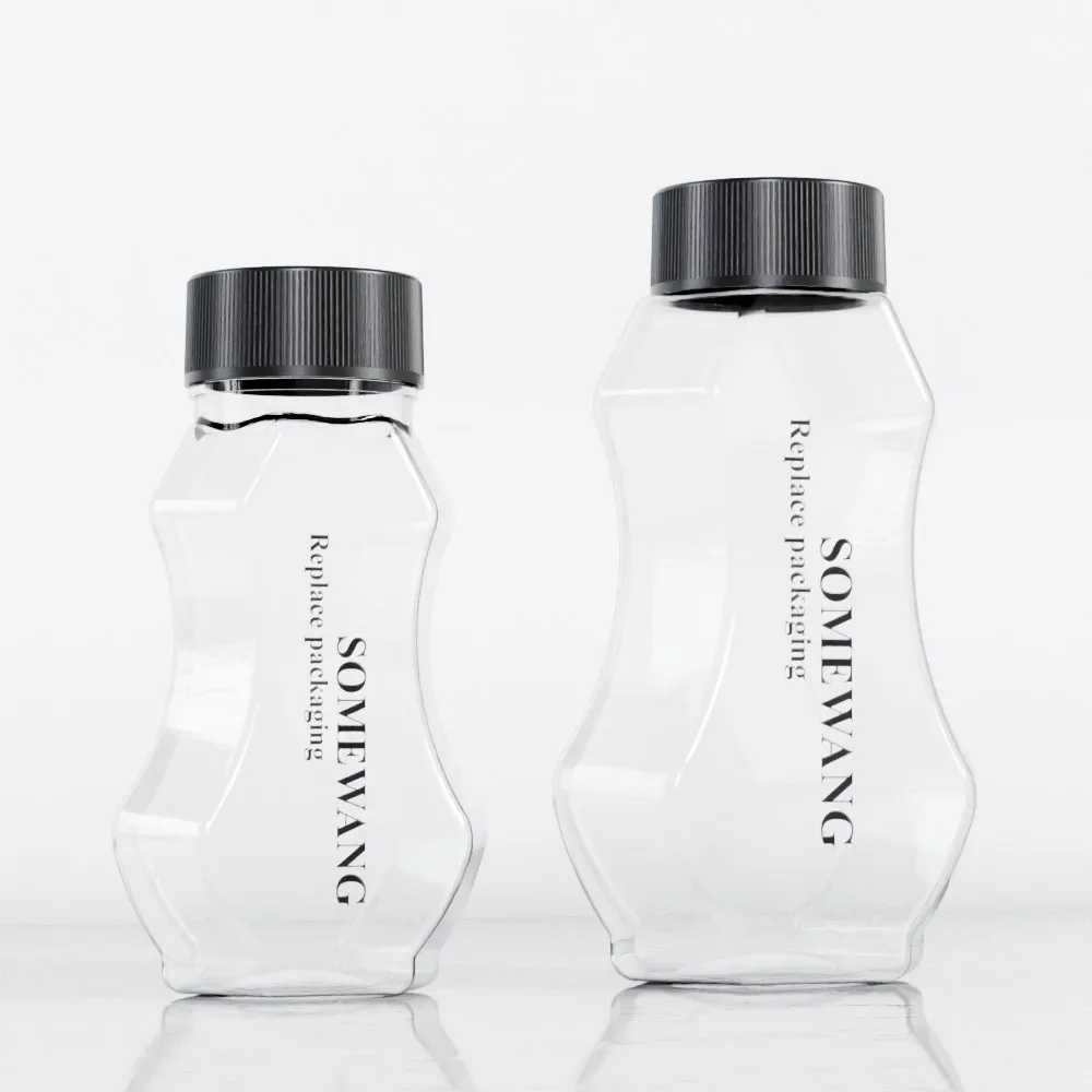 180ml 350ml food grade honey bottle packaging empty pet honey jar clear plastic honey bottle