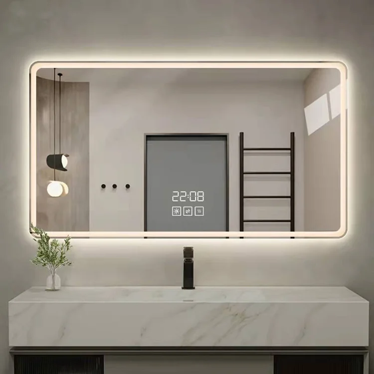 Anti Fog Contemporary Wall Electronic Miroir Smart  frameless Mirror Square bathroom Mirrors with Led light